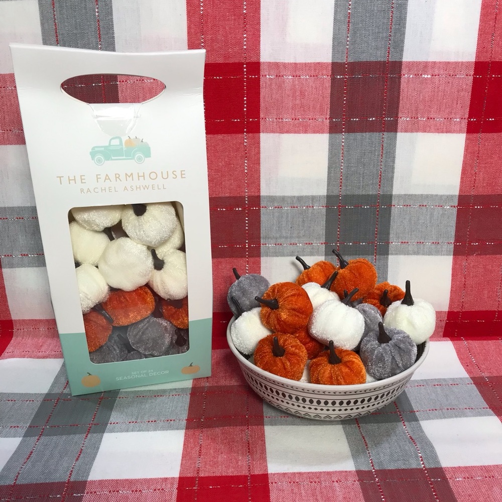 Rachel Ashwell Velvet Pumpkins Vase Bowl Filler Table Decor 24 Piece NEW
